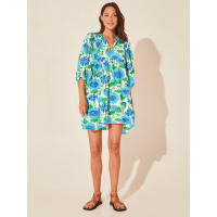 Vestido corto de vacaciones de playa de rayón informal suelto con lazo floral para mujer de moda de verano - details 130