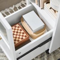 Mesa Auxiliar con 2 Estantes Consola Mesita de Noche con Ruedas Mesa Blanca Mesita 70 x 35 x 60 cm FBT34-W ES - details 31