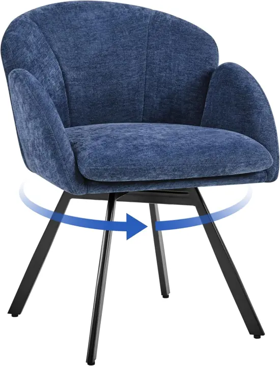 Silla Oficina Giratoria 360 ° , Sillón Escritorio en Forma de Flor, Silla de Maquillaje Chenilla para Sala de Estar, Dormitorio y Estudio, Color Blanco - 1