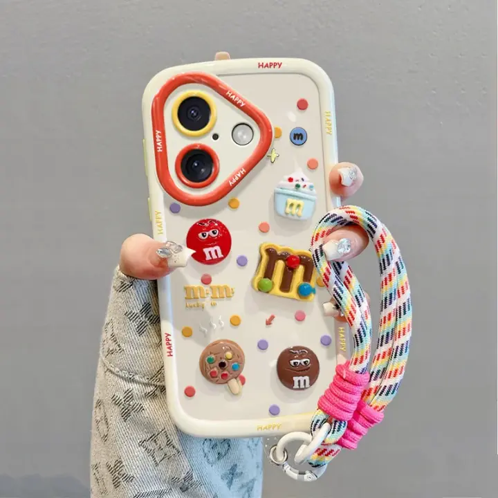 Funda protectora con correa anticaídas y diseño de burbujas 3D de dibujos animados, compatible con iPhone 16 Pro Max, 15 Plus y iPhone 14 Pro Series. - 1