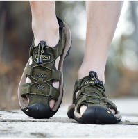 Sandalias deportivas de verano para hombre, sandalias para senderismo al aire libre, punta cerrada, cuero genuino, sandalias informales para caminar, zapatos de agua - details 17