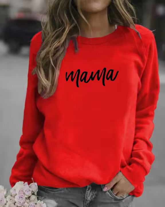 Sudadera con capucha de invierno para niña, jersey de manga larga o cuello de lana suelto con letras de madre estampadas - 1