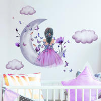 Pegatinas de Pared de Mariposa Niña Decalque de Pared de Hada de Flor de Luna - details 5