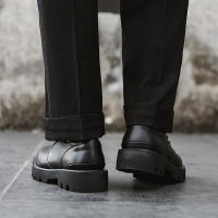 Zapatos casuales de cuero para hombre con punta redonda y talla grande, con aumento de 5,5 cm. - details 15