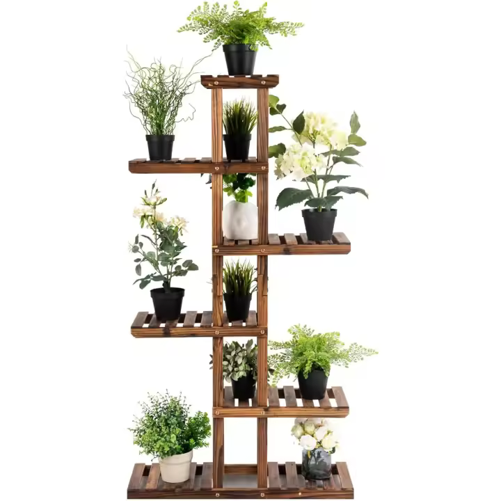 Plantas de Madera de 6 Niveles, Soporte Plantas Interior, Soporte Macetas, Estantería para Flores Estante Decorativo - 1