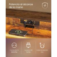 Escritorio de Juegos con Luces LED y Enchufes Mesa de Oficina Dormitorio para 2 Monitores - details 4
