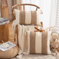 Funda de almohada bohemia de lino y algodón para decoración del hogar, funda de almohada nórdica de 45CM, funda de cojín con borlas estilo INS para sala de estar/oficina - details 3