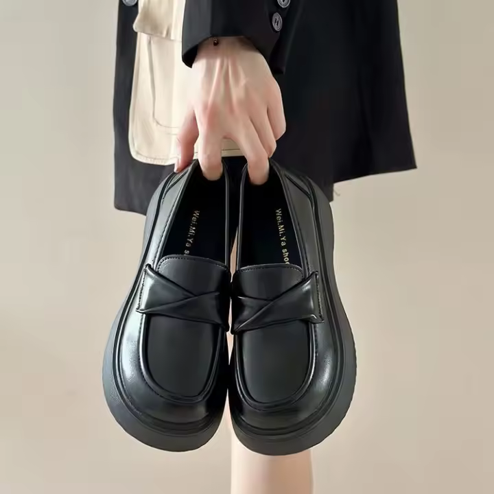 Nuevos zapatos individuales de un pedal, mocasines con suela de muffin, cabeza redonda - 1