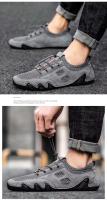 Sandalias planas huecas de malla de moda para exteriores, zapatos deportivos informales de cuero para hombre - details 10