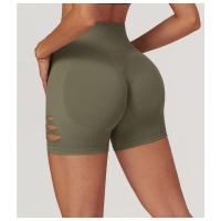 Shorts de yoga de cintura alta sin costuras con efecto levanta glúteos de secado rápido para mujer - details 4
