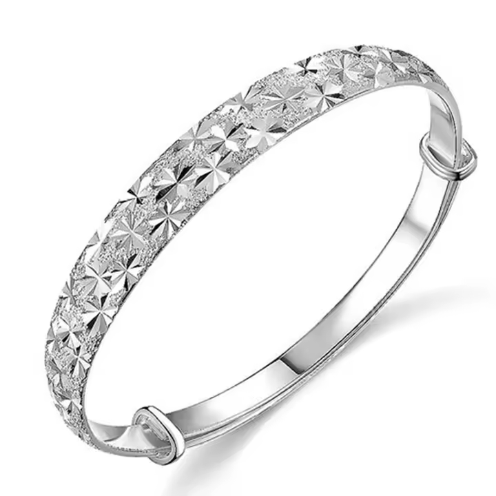 925 Sterling Silver Gypsophila Star Bangle Bracelet for Woman Jewelry - 1