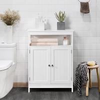 Mueble Auxiliar de Baño con Puerta Mueble Baño de Madera con Estante Ajustable 60x30x80 cm Blanco - details 1