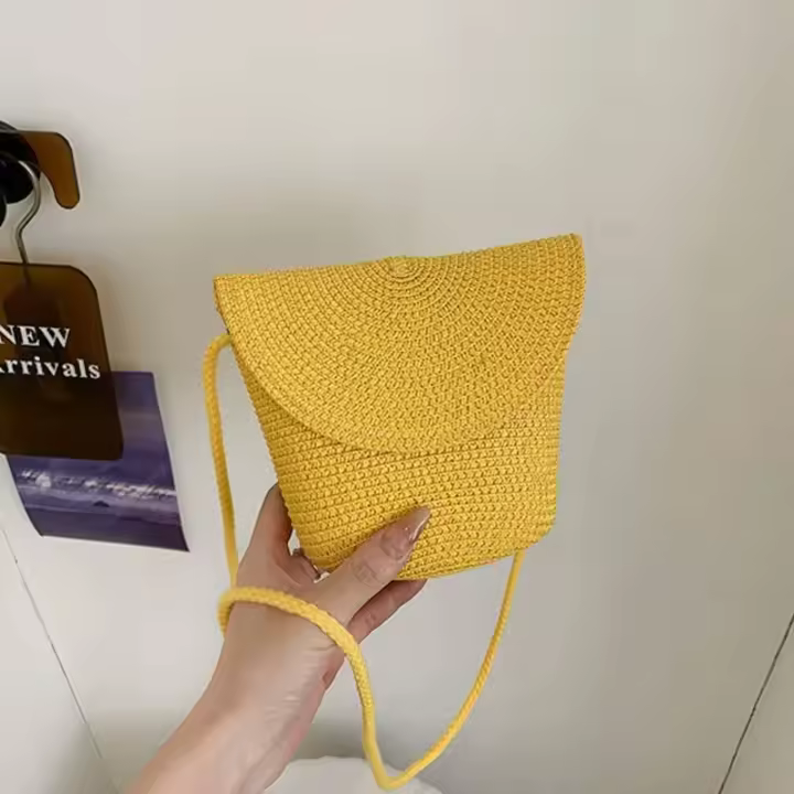 Bolso pequeño de mano para mujer hecho a mano de tela, mini bolso de playa tipo cubo y bolsos de hombro para damas - 1
