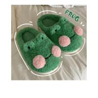 Divertidas zapatillas de algodón con forma de rana para parejas, pantuflas de casa de felpa cálidas antideslizantes para estudiantes de invierno, para hombres y mujeres - details 3