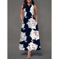 Women's Boho Long Dress Elegant Sleeveless Floral Print Casual Beach Party Summer Dress - details 44