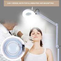 Lámpara LED de suelo estética lupa con iluminación cosmética 8 dioptrías aumento lupa brazo ajustable giratoria lámpara con ruedas, fluorescente salon Spa lectura Reparación Trabajo - details 1