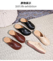 2025 Zapatos de mujer de suela blanda hueca europeos y americanos para pies gordos y anchos, nuevos zapatos de playa Baotou de alta gama de verano para mujer con suelas gruesas y medias pantuflas - details 27