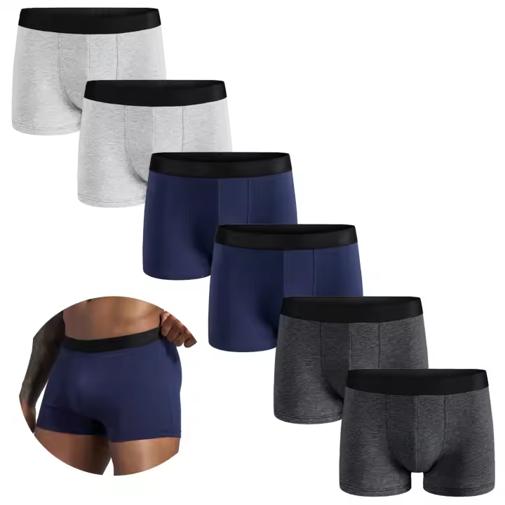 Bóxer de algodón con cintura elástica para hombre, calzoncillos ajustados para uso diario, suaves y transpirables, 100%, 6 piezas - 1