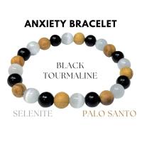 Pulsera de purificación corporal de cristal de 8 mm con selenita, turmalina negra y palo santo para mejorar el movimiento y la energía - details 9
