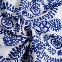 Vestido de playa informal con tirantes para mujer, estampado azul y blanco, lazo con abertura lateral, cintura elástica, verano - details 10