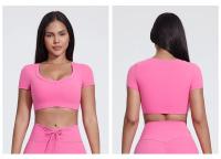 SHINBENE-Top de manga corta con doble forro para mujer, camisetas ajustadas con cuello en V, Camisetas básicas bonitas de verano - details 6
