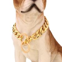 Collar para perro, eslabón cubano de 15 mm de ancho, plateado para perros, cadena antideslizante de entrenamiento para mascotas de metal de acero inoxidable suave y fuerte - details 2