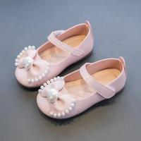 Zapatos planos de cuero para niñas, calzado informal con lazo, princesa dulce, perlas de diamantes de imitación suaves, Primavera, 2024 - details 1