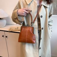 Bolso de hombro elegante con cierre de beso, bolso cruzado de estilo chino Retro de cuero PU, bolso de mujer Vintage de gran capacidad de Color sólido - details 6