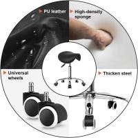 Taburete con Ruedas Silla Trabajo Altura Ajustable Giratorio Taburete de Oficina con Asiento de Silla de Montar Negro - details 4
