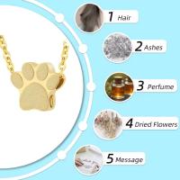 Collar de urna con huella de pata de mascota de acero inoxidable, joyería conmemorativa de cenizas de mascota impermeable, Mini collar de cremación de cenizas a prueba de polvo - details 11