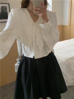Blusa de verano para mujer, camisa de primavera, blusa para mujer, Blusas largas de gasa, informales, elegantes, Vintage, de manga larga, holgada de gran tamaño, blanca - details 2