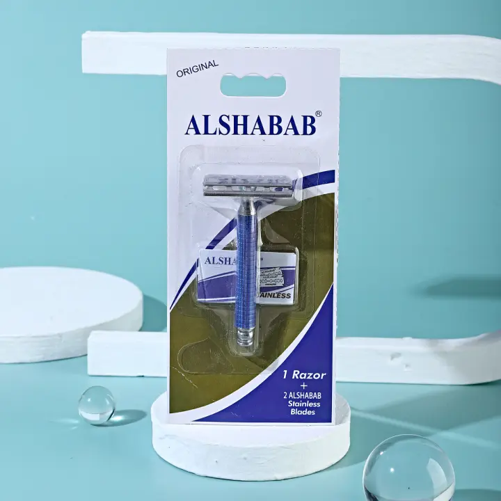Alsabab-maquinilla de afeitar de seguridad para hombres, afeitadora de doble filo inoxidable con mango de plástico de 1 hoja, afeitadora Manual - 1