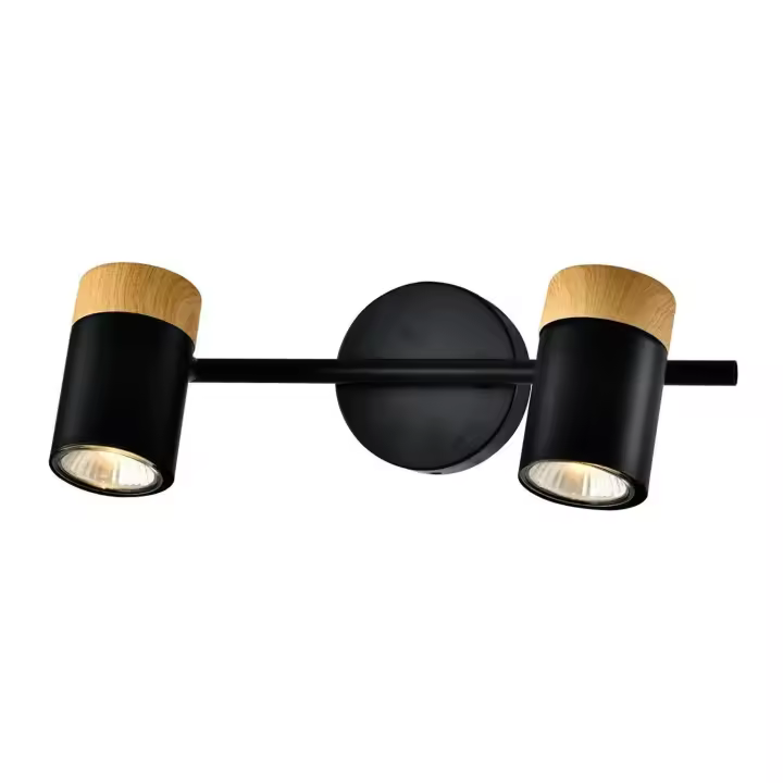 CBJKTX Plafón 2 puntos madera negro GU10 LED regulable 330 °   para pasillo garaje salón cocina sin bombilla - 1