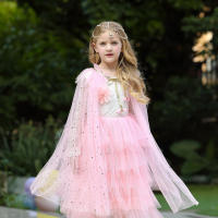 Girl Costume Children Elegant Dress Cape Kids Christmas Halloween Party Supply Girl Tulle Cloak Elsa Rapunzel Cosplay Accessory - details 27