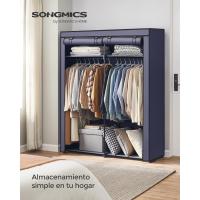 Armario de Tela Portátil Barras para Colgar, Perchero, Plegable, Guardarropa para Dormitorio, Estudio 140 x 43 x 174 cm, Gris RYG02GY - details 9