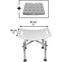 Taburete de Baño Ducha (150 kg) Reforzado con Doble Barra, Cojín, Silla Ajustable, Banqueta Antideslizante, Sin Herramientas - details 3