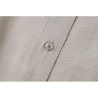 - Conjunto de dos piezas para mujer, tres piezas informales de color caqui sólido, camisa holgada, pantalones de pierna recta de sarga - details 5