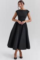 Vestido de noche elegante para mujer con escote en la espalda - Vestido largo sin mangas con pliegues para fiesta, graduación, vacaciones - details 17