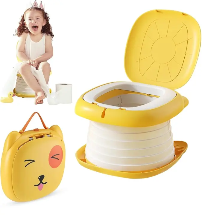 Orinal de viaje para niños pequeños, orinal plegable portátil, inodoro de entrenamiento para niños, niñas, bebés, niños, interiores y exteriores - 1