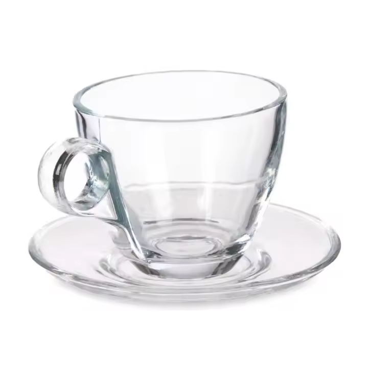 SET 6 Taza vidrio cafe 170ml con plato,7 x 10 x 10 cm. - 1