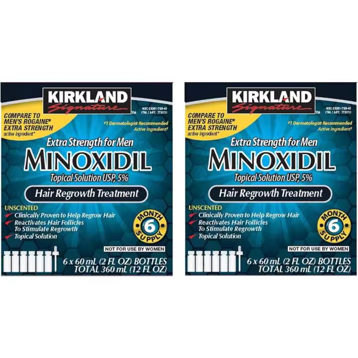 Kirkland Minoxidil 5% Extra Fuerte Tratamiento para la Caída del Cabello y Regeneración para Hombres, Paquete de 2 (Suministro para 6 Meses) - 1