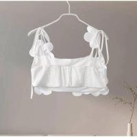 OUWU- Elegantes tirantes cortos y finos con flores 3D para mujer, tubo sin mangas con diseño sin espalda, tops de playa de moda para mujer - details 1