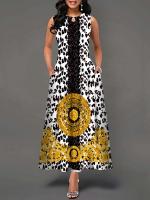 Women's Boho Long Dress Elegant Sleeveless Floral Print Casual Beach Party Summer Dress - details 16