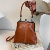 Bolso de hombro elegante con cierre de beso, bolso cruzado de estilo chino Retro de cuero PU, bolso de mujer Vintage de gran capacidad de Color sólido - details 15