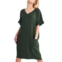 Minivestido holgado vintage de algodón y lino de talla grande - details 6