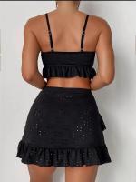 Conjunto de Bikini liso para mujer, bañador Sexy de malla de cintura alta, estilo playero, traje de baño de 3 piezas con volantes para verano, 2023 - details 19