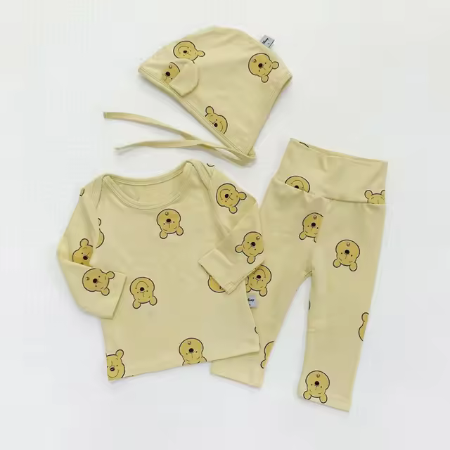 Conjunto de invierno para niñas Conjunto de ropa con estampado de oso lindo para niñas - 1