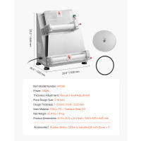 SucceBuy Laminadora eléctrica para masa de pizza, prensa semiautomática de acero inoxidable de 3 a 16 pulgadas, máquina comercial para hacer pasta de 390 W - details 3