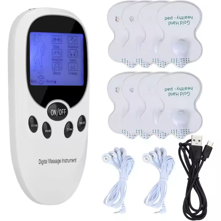 Dispositivo EMS TENS Terapia Dolor Estimulador Muscular con 8 Almohadillas Electrodos para Desarrollo Alivio Reeducación Muscular Masajeador Corporal de Adelgazamiento y Belleza - 1