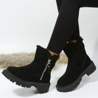 Botas de invierno de las mujeres de moda, zapatos de algodón cálidos y gruesos, forro de agarre a mitad de la pantorrilla, las mujeres de una sola pieza de invierno botas de ante tobillo - details 7